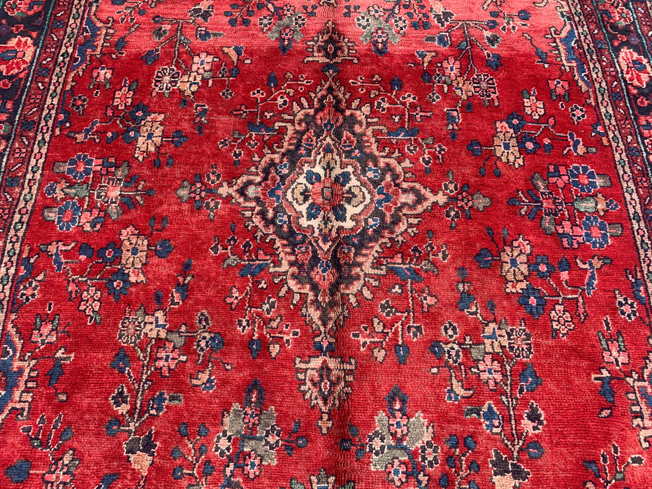 289,5 x 218,5 cm handgeknoopt Perzisch wollen tapijt – Rood, marineblauw & ivoorkleurig bloemenmedaillonontwerp – KBHM-808