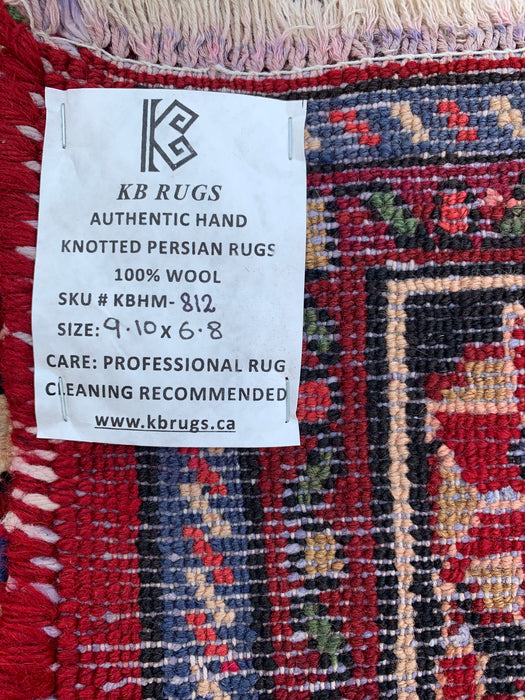 Handgemaakt Perzisch wollen vloerkleed 213x305 cm - Rood, blauw & ivoorkleurig Perzisch stijl kleed met bloemenmedaillon - Exacte afmeting 299 cm x 203 cm - KBHM-812