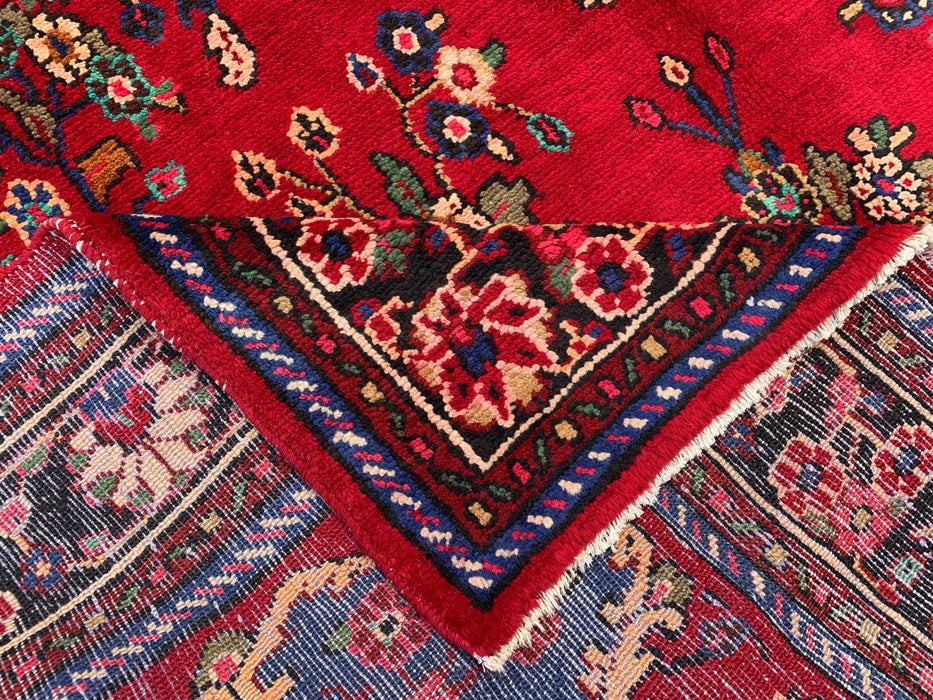 Handgemaakt Perzisch wollen vloerkleed 213x305 cm - Rood, blauw & ivoorkleurig Perzisch stijl kleed met bloemenmedaillon - Exacte afmeting 299 cm x 203 cm - KBHM-812