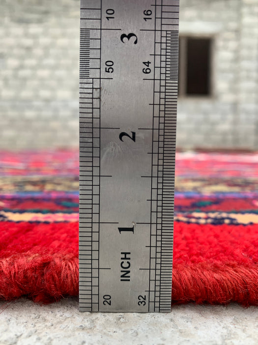 10'6" x 7'2" Handgeknoopt Perzisch wollen tapijt – Rood, ivoor & marineblauw tribaal medaillonontwerp – KBHM-813