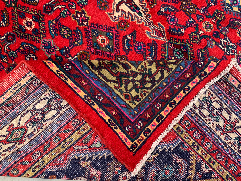 10'6" x 7'2" Handgeknoopt Perzisch wollen tapijt – Rood, ivoor & marineblauw tribaal medaillonontwerp – KBHM-813