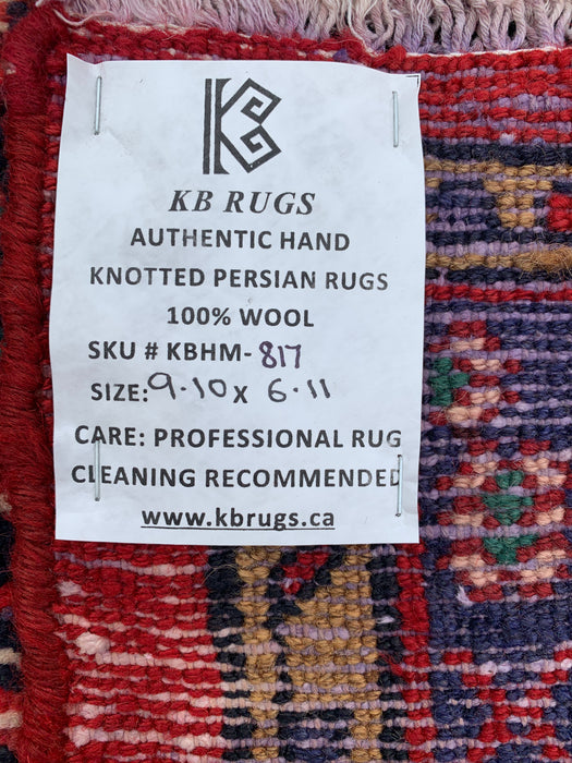 Handgemaakt Perzisch wollen vloerkleed 210x300 - Rood, ivoor & marineblauw tribaal medaillon Perzisch stijl kleed - Exacte afmeting 299 cm x 211 cm - KBHM-817