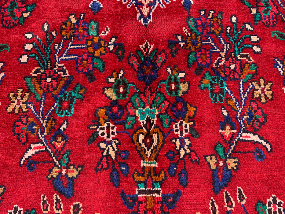 9'8" x 7'2" Handgeknoopt Perzisch wollen tapijt – Rood, blauw & ivoorkleurig bloemenmedaillonontwerp – KBHM-819