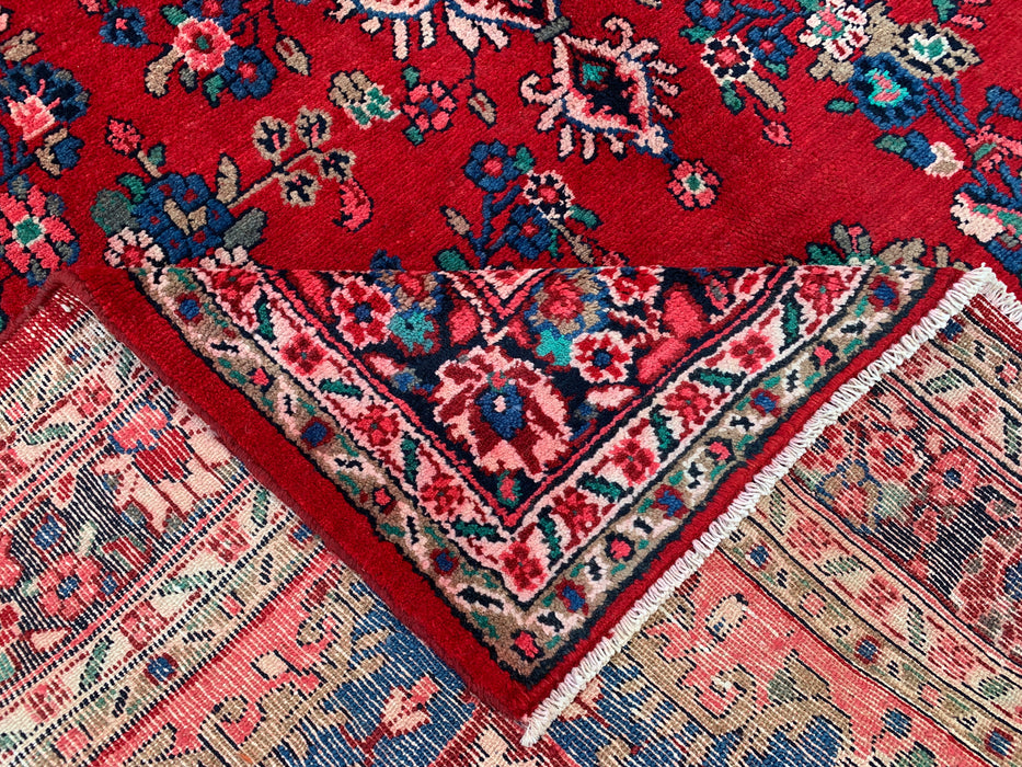 299,7 cm x 213,4 cm handgeknoopt Perzisch wollen tapijt – Rood, blauw & ivoorkleurig bloemenmedaillonontwerp – KBHM-820