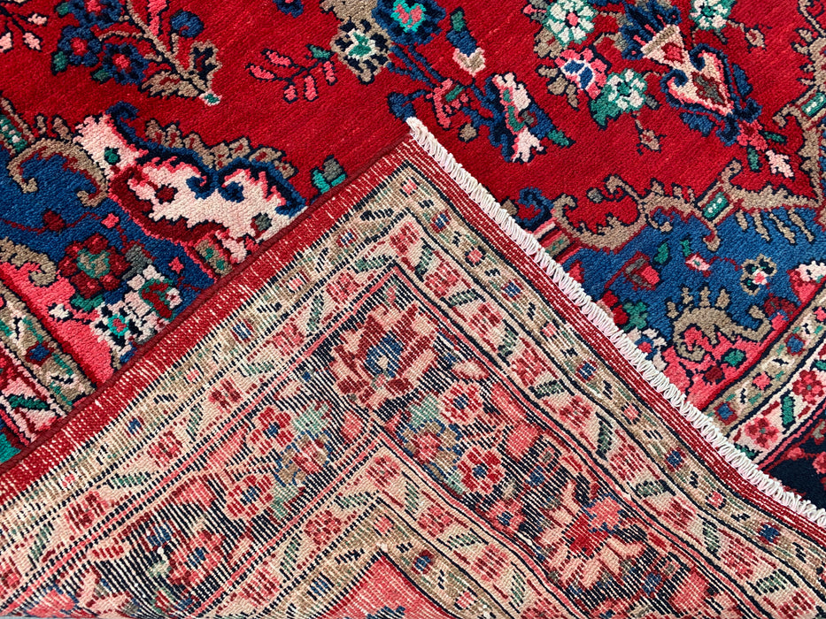 299,7 cm x 213,4 cm handgeknoopt Perzisch wollen tapijt – Rood, blauw & ivoorkleurig bloemenmedaillonontwerp – KBHM-820