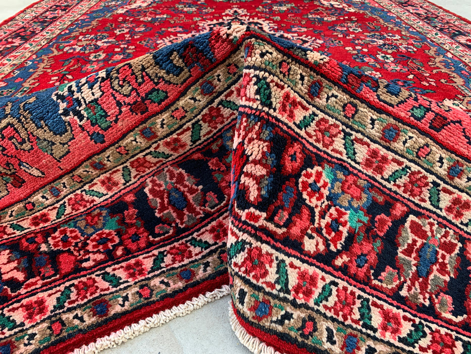 299,7 cm x 213,4 cm handgeknoopt Perzisch wollen tapijt – Rood, blauw & ivoorkleurig bloemenmedaillonontwerp – KBHM-820
