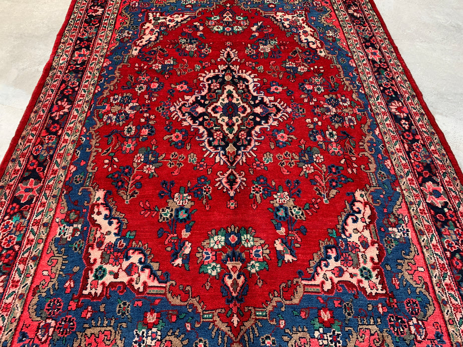 299,7 cm x 213,4 cm handgeknoopt Perzisch wollen tapijt – Rood, blauw & ivoorkleurig bloemenmedaillonontwerp – KBHM-820
