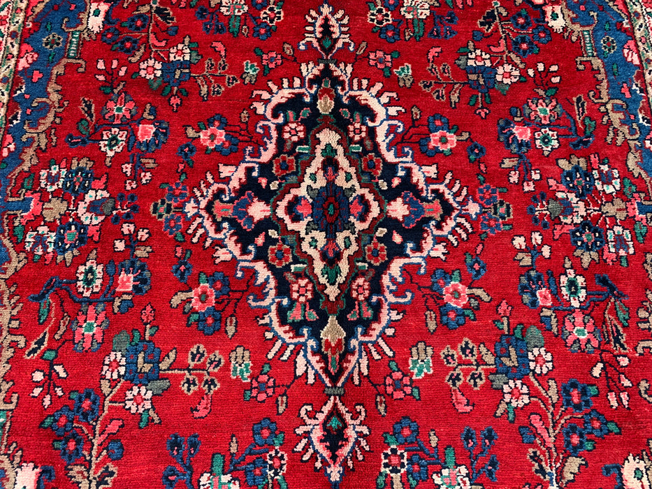 299,7 cm x 213,4 cm handgeknoopt Perzisch wollen tapijt – Rood, blauw & ivoorkleurig bloemenmedaillonontwerp – KBHM-820