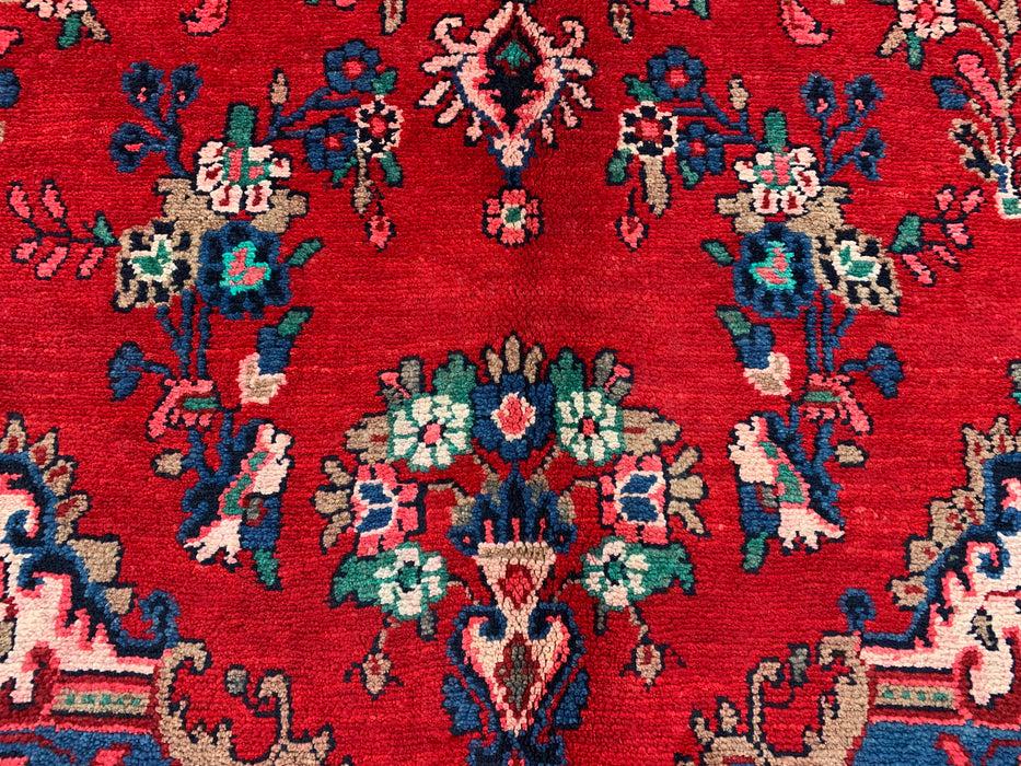 299,7 cm x 213,4 cm handgeknoopt Perzisch wollen tapijt – Rood, blauw & ivoorkleurig bloemenmedaillonontwerp – KBHM-820
