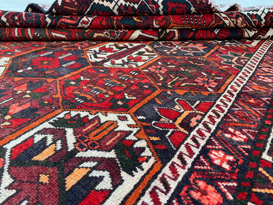 Handgemaakt Perzisch wollen vloerkleed 210x305 - Rood, ivoor & marineblauw geometrisch Perzisch stijl kleed - Exacte afmeting 297 cm x 201 cm - KBHM-823
