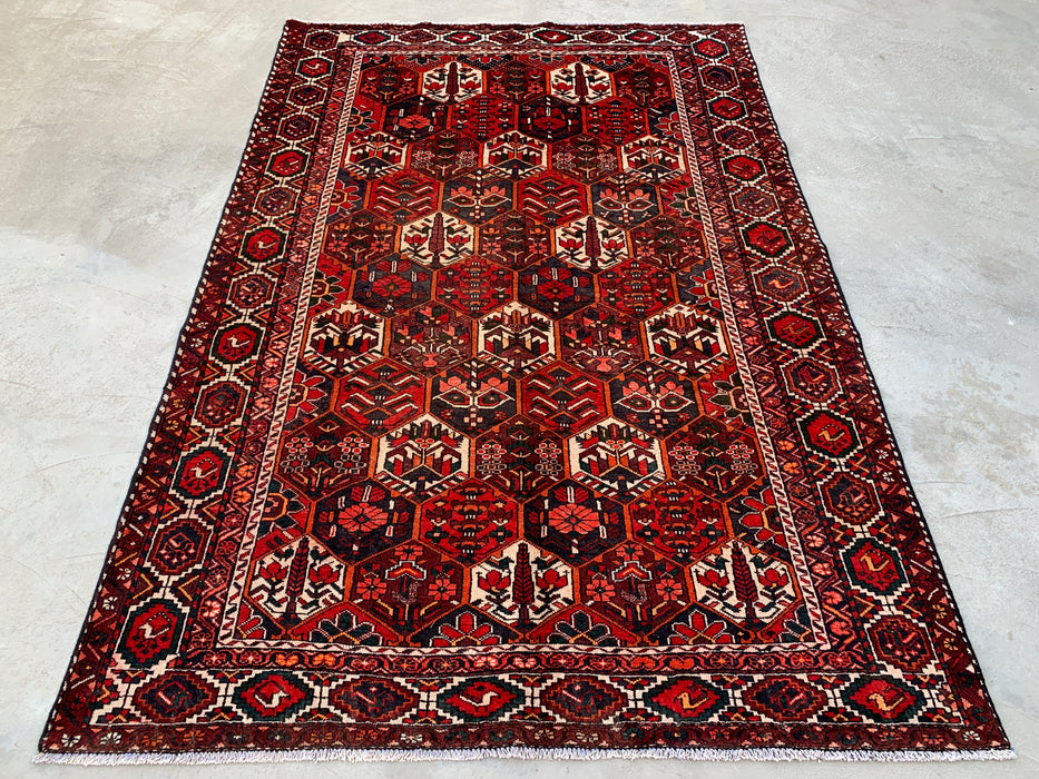 Handgemaakt Perzisch wollen vloerkleed 210x305 - Rood, ivoor & marineblauw geometrisch Perzisch stijl kleed - Exacte afmeting 297 cm x 201 cm - KBHM-823