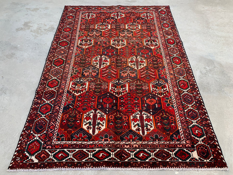 Handgemaakt Perzisch wollen vloerkleed 210x305 - Rood, ivoor & marineblauw geometrisch Perzisch stijl kleed - Exacte afmeting 297 cm x 201 cm - KBHM-823