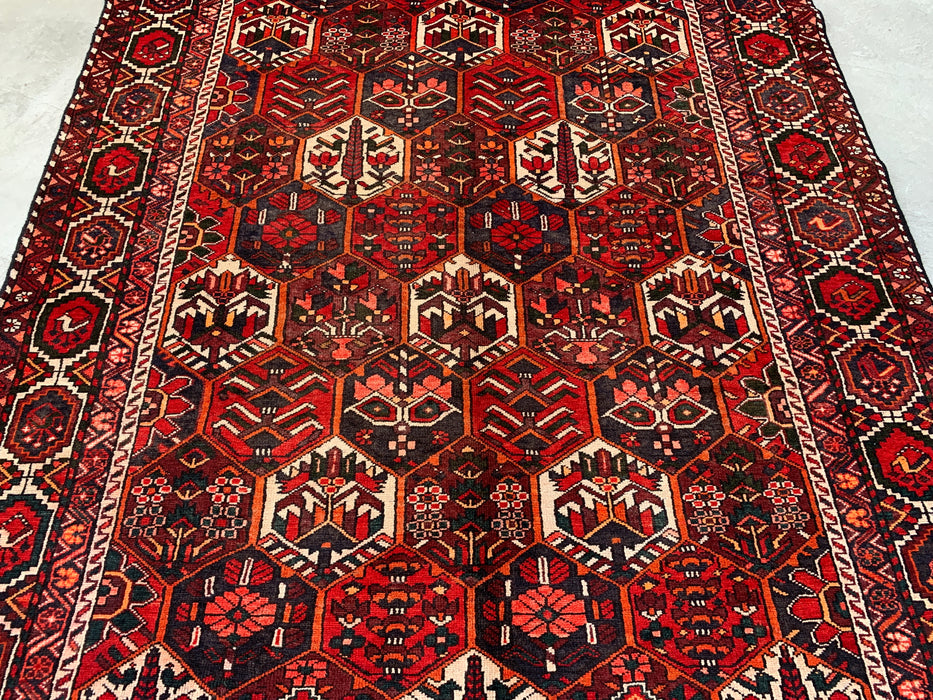 Handgemaakt Perzisch wollen vloerkleed 210x305 - Rood, ivoor & marineblauw geometrisch Perzisch stijl kleed - Exacte afmeting 297 cm x 201 cm - KBHM-823