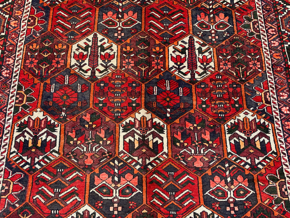 Handgemaakt Perzisch wollen vloerkleed 210x305 - Rood, ivoor & marineblauw geometrisch Perzisch stijl kleed - Exacte afmeting 297 cm x 201 cm - KBHM-823