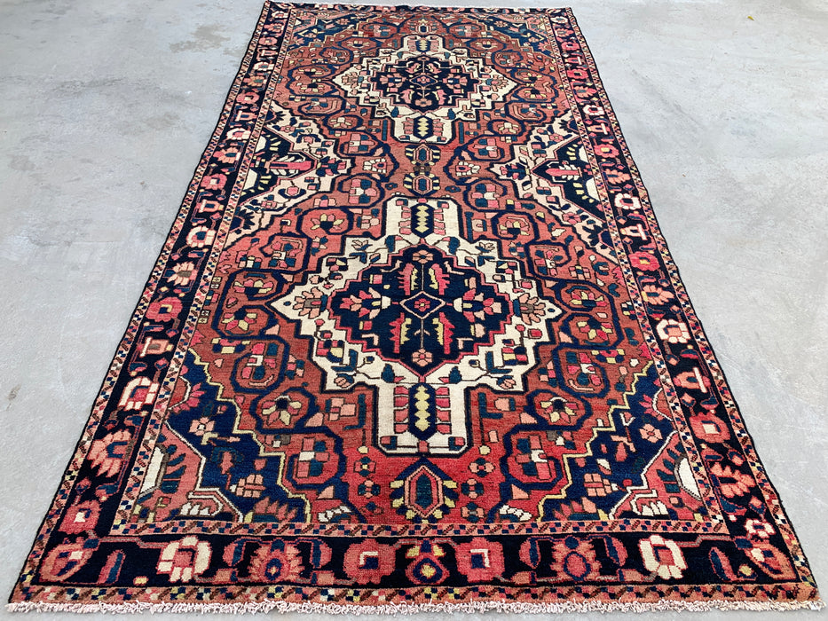 297 cm x 157 cm handgeknoopt Perzisch wollen tapijt – Roze, marineblauw & ivoorkleurig stam-medaillonontwerp – KBHM-824