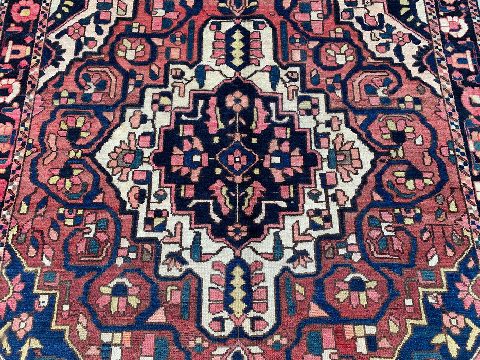 297 cm x 157 cm handgeknoopt Perzisch wollen tapijt – Roze, marineblauw & ivoorkleurig stam-medaillonontwerp – KBHM-824