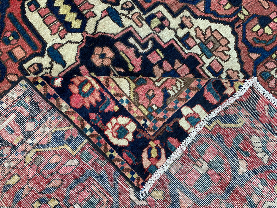 297 cm x 157 cm handgeknoopt Perzisch wollen tapijt – Roze, marineblauw & ivoorkleurig stam-medaillonontwerp – KBHM-824