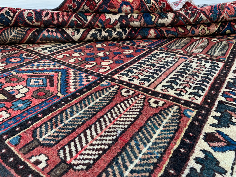 Handgemaakt Perzisch wollen vloerkleed 213x305 - Perzisch tapijt met rood paneel en marineblauwe & ivoorkleurige rand - Exacte afmeting 315 cm x 208 cm - KBHM-825