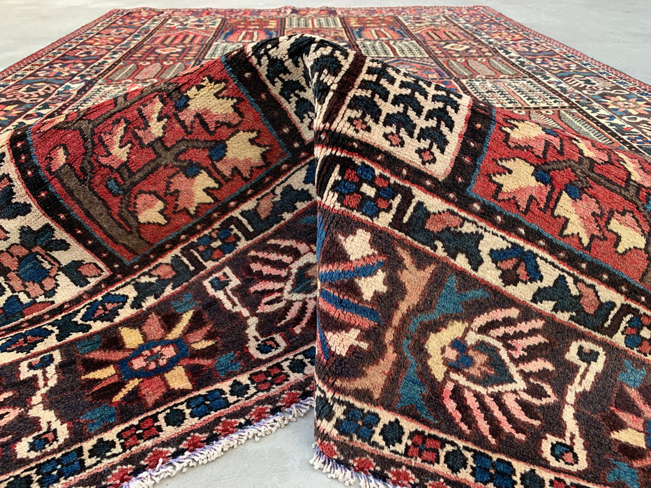 Handgemaakt Perzisch wollen vloerkleed 213x305 - Perzisch tapijt met rood paneel en marineblauwe & ivoorkleurige rand - Exacte afmeting 315 cm x 208 cm - KBHM-825