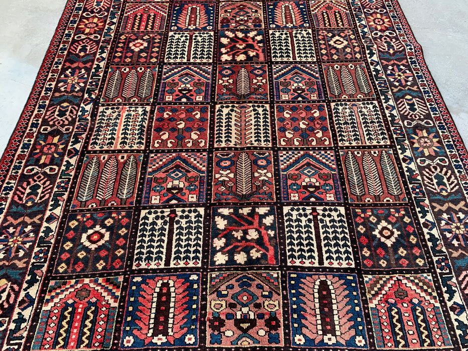 Handgemaakt Perzisch wollen vloerkleed 213x305 - Perzisch tapijt met rood paneel en marineblauwe & ivoorkleurige rand - Exacte afmeting 315 cm x 208 cm - KBHM-825
