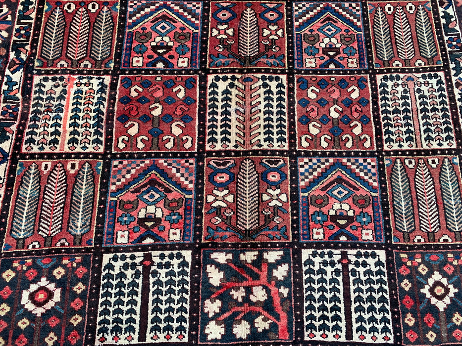Handgemaakt Perzisch wollen vloerkleed 213x305 - Perzisch tapijt met rood paneel en marineblauwe & ivoorkleurige rand - Exacte afmeting 315 cm x 208 cm - KBHM-825