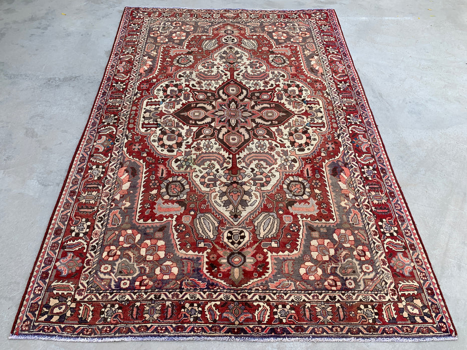 Handgemaakt Perzisch wollen vloerkleed 210x300 - Rood Perzisch stijl kleed met medaillon en ivoorkleurig midden - Exacte afmeting 299 cm x 200 cm - KBHM-826