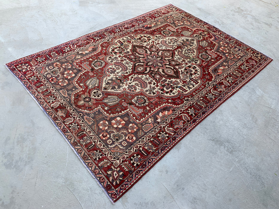Handgemaakt Perzisch wollen vloerkleed 210x300 - Rood Perzisch stijl kleed met medaillon en ivoorkleurig midden - Exacte afmeting 299 cm x 200 cm - KBHM-826