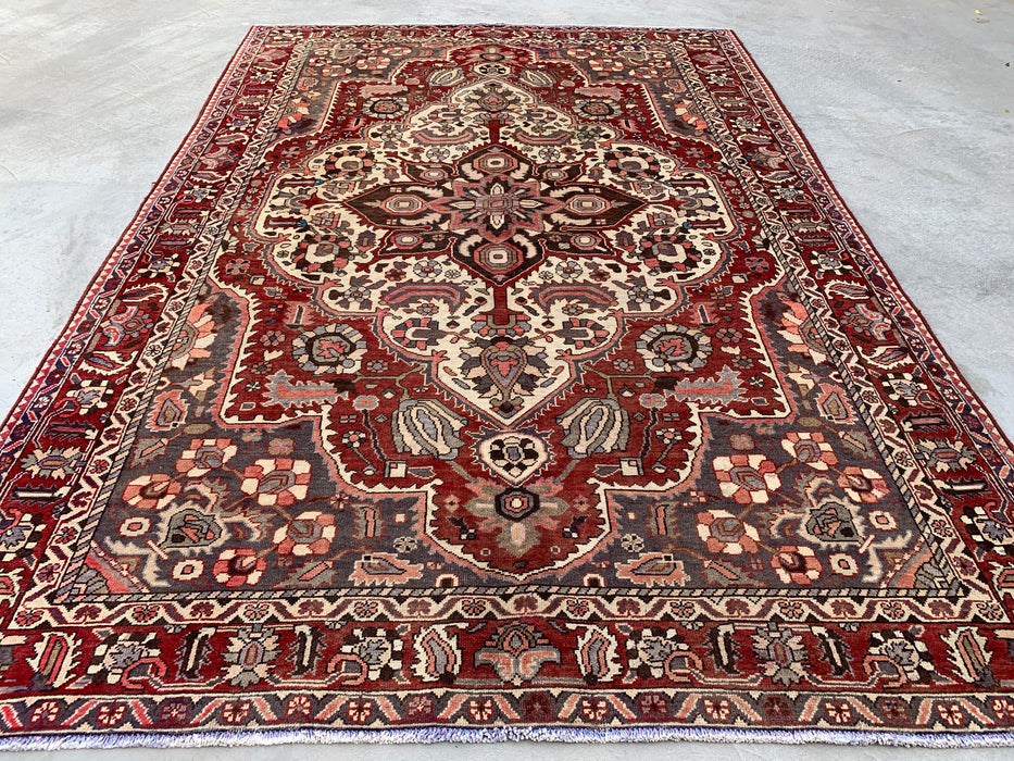 Handgemaakt Perzisch wollen vloerkleed 210x300 - Rood Perzisch stijl kleed met medaillon en ivoorkleurig midden - Exacte afmeting 299 cm x 200 cm - KBHM-826