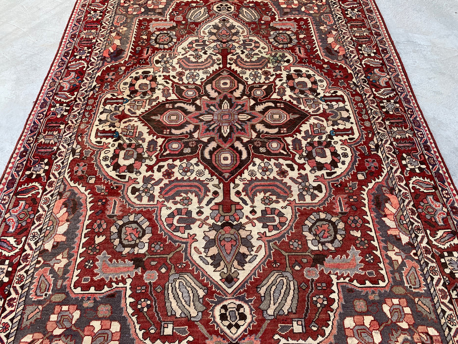 Handgemaakt Perzisch wollen vloerkleed 210x300 - Rood Perzisch stijl kleed met medaillon en ivoorkleurig midden - Exacte afmeting 299 cm x 200 cm - KBHM-826