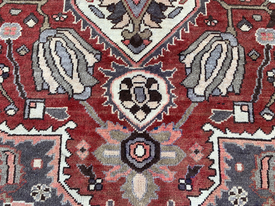 Handgemaakt Perzisch wollen vloerkleed 210x300 - Rood Perzisch stijl kleed met medaillon en ivoorkleurig midden - Exacte afmeting 299 cm x 200 cm - KBHM-826