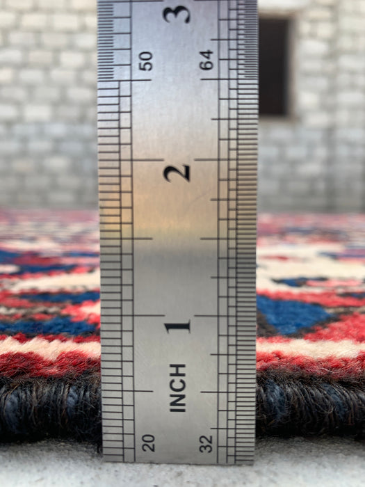 Handgemaakt Perzisch wollen vloerkleed 215x300 - Perzisch stijl tapijt met rode panelen en ivoorkleurige rand - Exacte afmeting 302 cm x 218 cm - KBHM-829