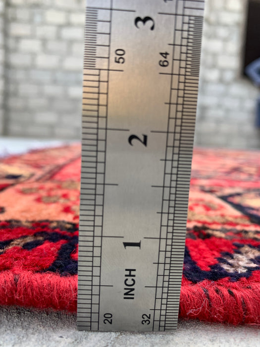 Handgemaakt Perzisch wollen vloerkleed 213x305 cm - Rood Perzisch tapijt met zeshoekig tuinpatroon en ivoorkleurige rand - Exacte afmeting 282 cm x 191 cm - KBHM-830