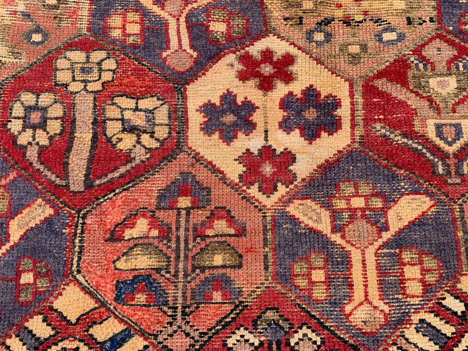 Handgemaakt Perzisch wollen vloerkleed 213x305 cm - Rood Perzisch tapijt met zeshoekig tuinpatroon en ivoorkleurige rand - Exacte afmeting 282 cm x 191 cm - KBHM-830
