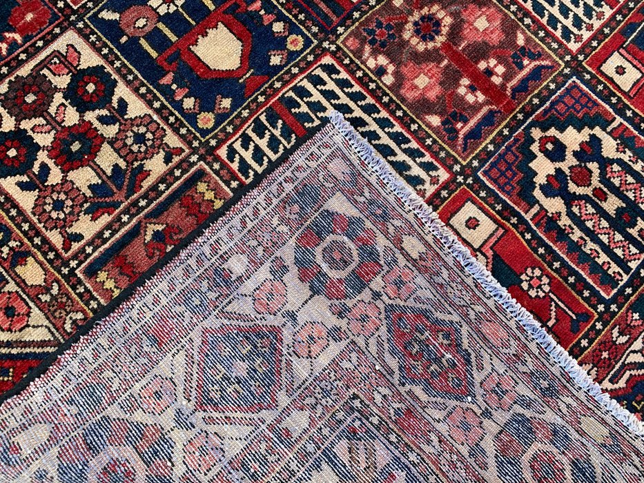 Handgemaakt Perzisch wollen vloerkleed 7x10 - Rood paneel Perzische stijl kleed met ivoorkleurige rand - Exacte afmetingen 10'3" x 7'0" - KBHM-832
