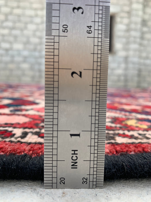 Handgemaakt Perzisch wollen vloerkleed 7x10 - Rood paneel Perzische stijl kleed met ivoorkleurige rand - Exacte afmetingen 10'3" x 7'0" - KBHM-832