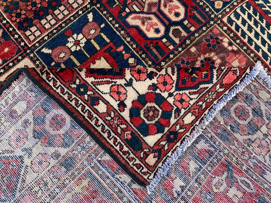 Handgemaakt Perzisch wollen vloerkleed 7x10 - Rood paneel Perzische stijl kleed met ivoorkleurige rand - Exacte afmetingen 10'3" x 7'0" - KBHM-832