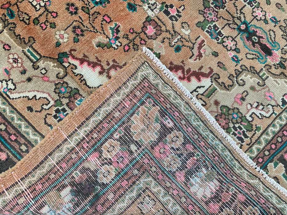 Handgemaakt Perzisch wollen vloerkleed 213x305 cm - Beige Perzisch stijl kleed met bloemmotief en ivoren rand - Exacte afmeting 279 cm x 211 cm - KBHM-837