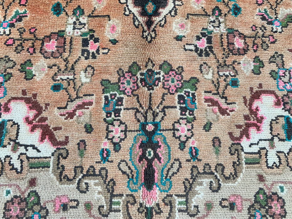 Handgemaakt Perzisch wollen vloerkleed 213x305 cm - Beige Perzisch stijl kleed met bloemmotief en ivoren rand - Exacte afmeting 279 cm x 211 cm - KBHM-837