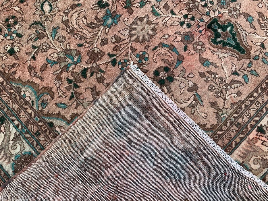 Handgemaakt Perzisch wollen vloerkleed 7x10 - Blush Beige Bloemenmedaillon Perzisch stijl kleed met ivoorkleurige rand - Exacte afmeting 9'6" x 6'7" - KBHM-839