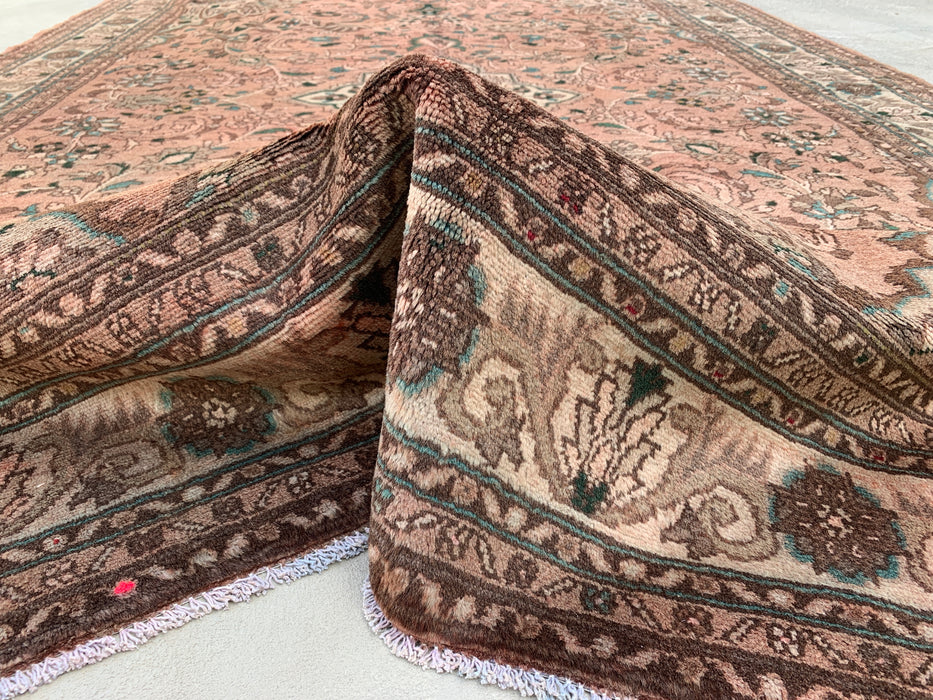 Handgemaakt Perzisch wollen vloerkleed 7x10 - Blush Beige Bloemenmedaillon Perzisch stijl kleed met ivoorkleurige rand - Exacte afmeting 9'6" x 6'7" - KBHM-839