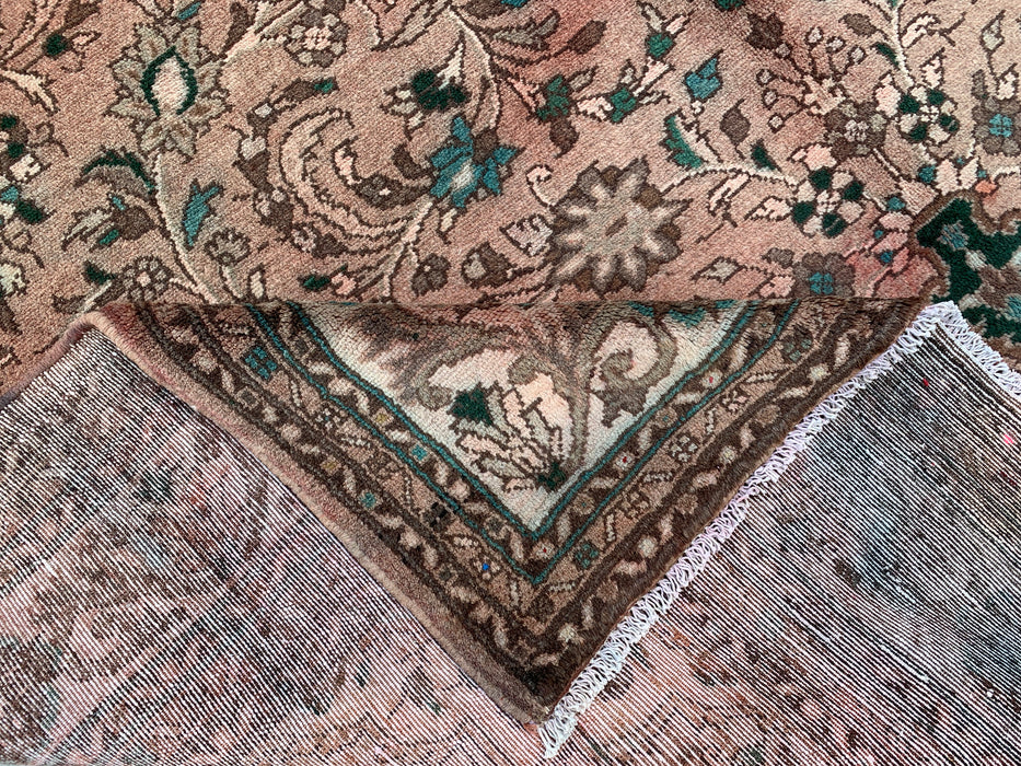 Handgemaakt Perzisch wollen vloerkleed 7x10 - Blush Beige Bloemenmedaillon Perzisch stijl kleed met ivoorkleurige rand - Exacte afmeting 9'6" x 6'7" - KBHM-839