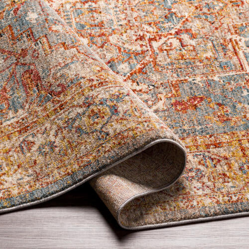 Livabliss Mirabel machinaal geweven vloerkleed — Roest / Blauw | MBE-2310 - construction