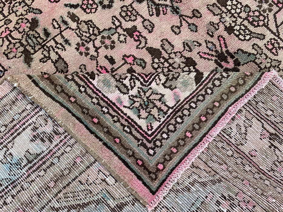 Handgemaakt Perzisch wollen vloerkleed 7x10 - Zachtbeige Perzisch kleed met bloemenmedaillon en ivoorkleurige rand - Exacte afmetingen 9'9" x 7'4" - KBHM-842