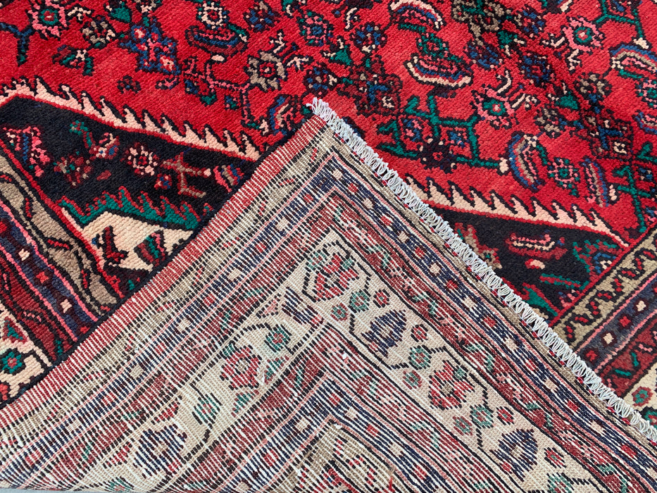 Handgemaakt Perzisch wollen vloerkleed 210x300 cm - Perzisch stijl kleed met rood diamantmedaillon en ivoorkleurige rand - Exacte afmetingen 295 cm x 208 cm - KBHM-848