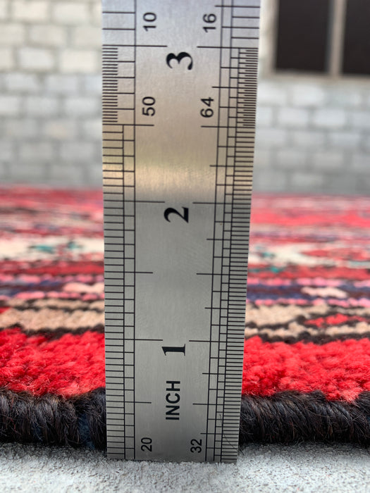 Handgemaakt Perzisch wollen vloerkleed 210x300 cm - Perzisch stijl kleed met rood diamantmedaillon en ivoorkleurige rand - Exacte afmetingen 295 cm x 208 cm - KBHM-848