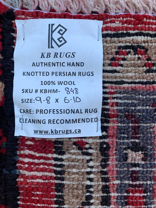 Handgemaakt Perzisch wollen vloerkleed 210x300 cm - Perzisch stijl kleed met rood diamantmedaillon en ivoorkleurige rand - Exacte afmetingen 295 cm x 208 cm - KBHM-848