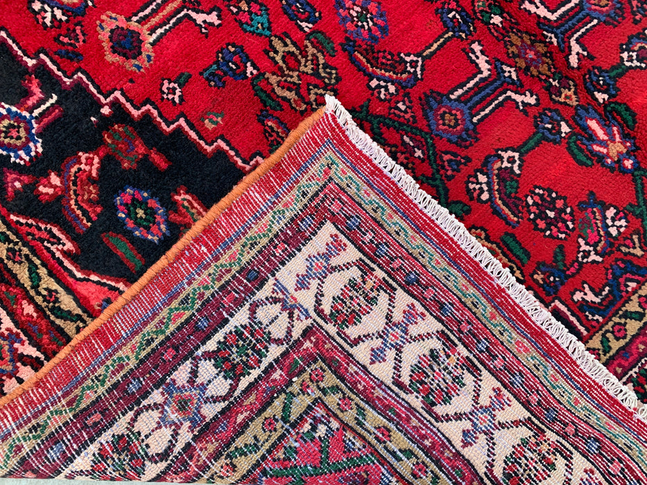 Handgemaakt Perzisch wollen vloerkleed 210x300 - Rood Perzisch tapijt met geometrisch medaillon en ivoorkleurige rand - Exacte afmeting 295 cm x 208 cm - KBHM-853