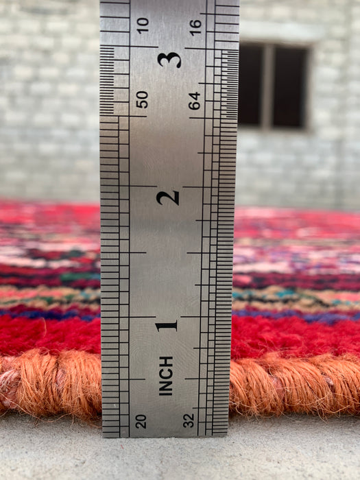 Handgemaakt Perzisch wollen vloerkleed 210x300 - Rood Perzisch tapijt met geometrisch medaillon en ivoorkleurige rand - Exacte afmeting 295 cm x 208 cm - KBHM-853