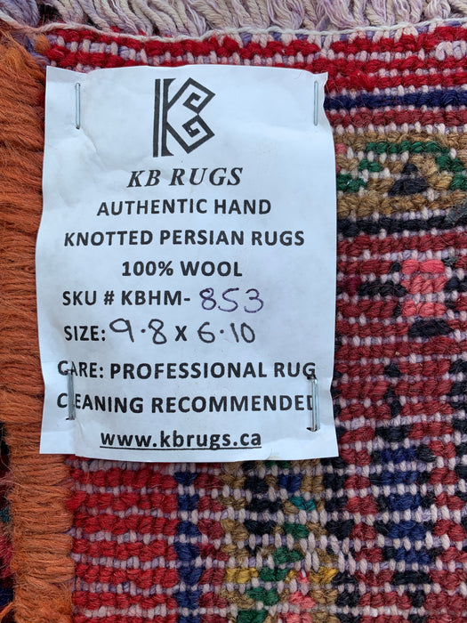 Handgemaakt Perzisch wollen vloerkleed 210x300 - Rood Perzisch tapijt met geometrisch medaillon en ivoorkleurige rand - Exacte afmeting 295 cm x 208 cm - KBHM-853