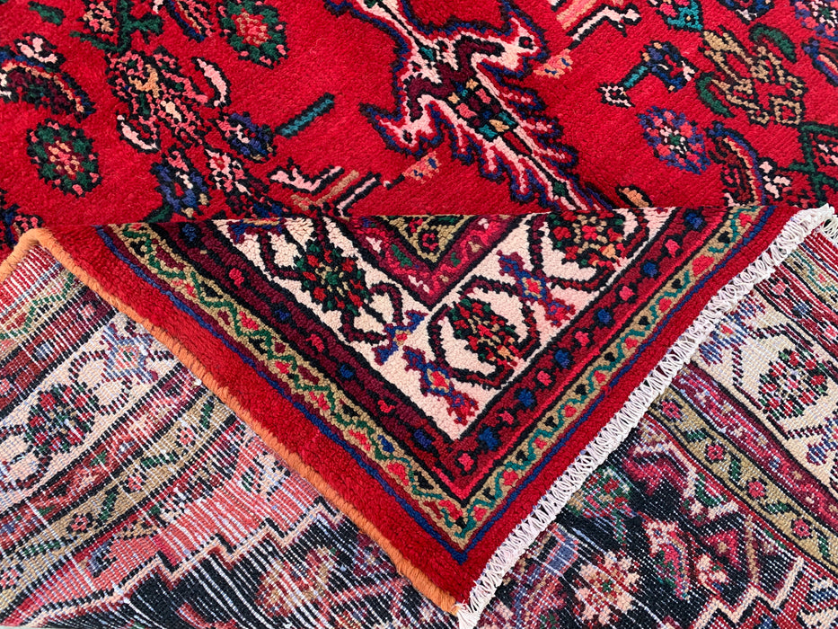 Handgemaakt Perzisch wollen vloerkleed 210x300 - Rood Perzisch tapijt met geometrisch medaillon en ivoorkleurige rand - Exacte afmeting 295 cm x 208 cm - KBHM-853